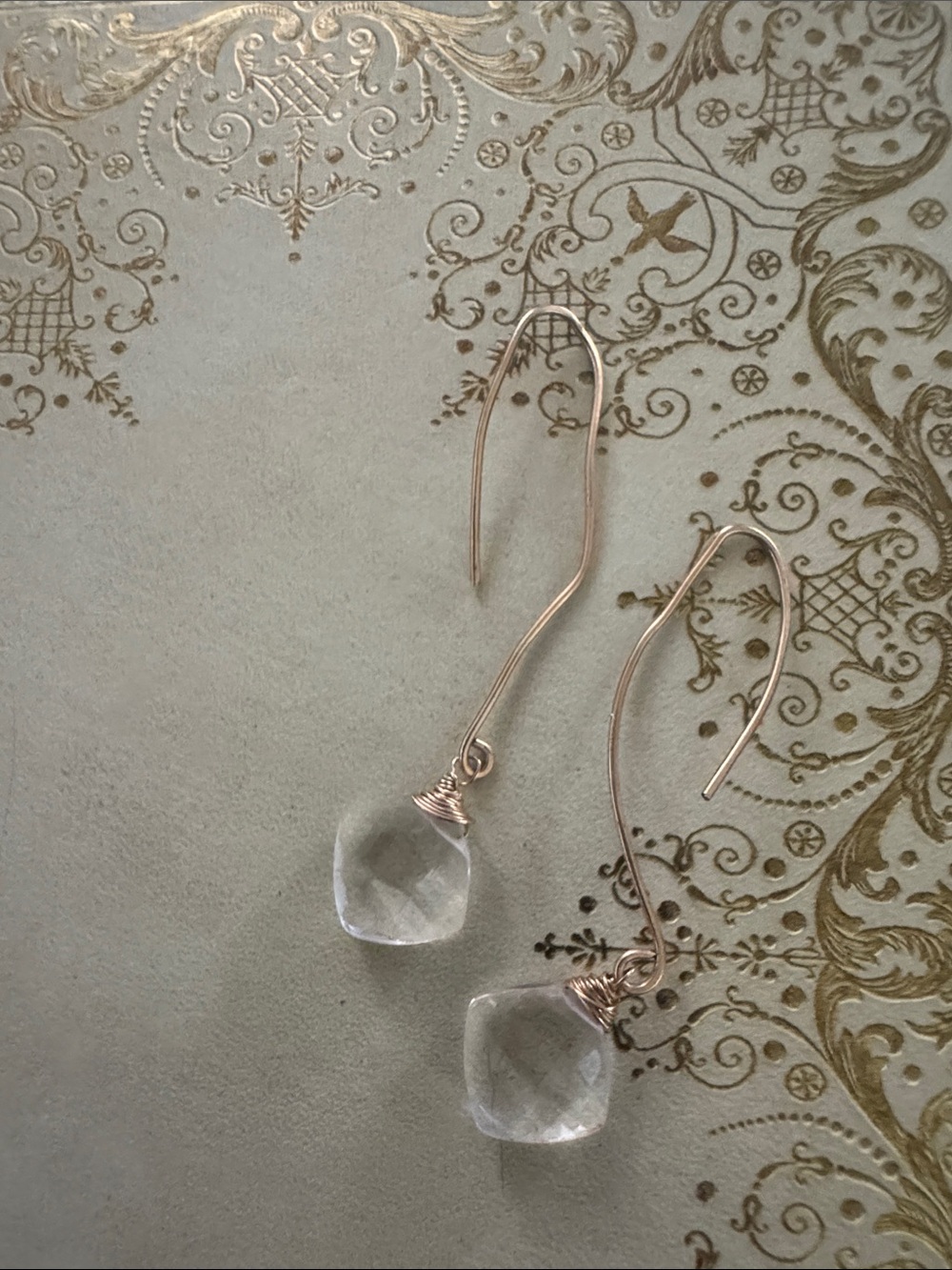 Delicate Clear Crystal Drop Earrings in Rose Gold
